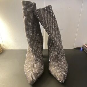 Target Silver Studded Heeled Boots 8.5 Women’s